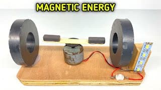 Free Energy With Two Big Permanent Magnet And Dc Motor | Magnetic Generator Led Light