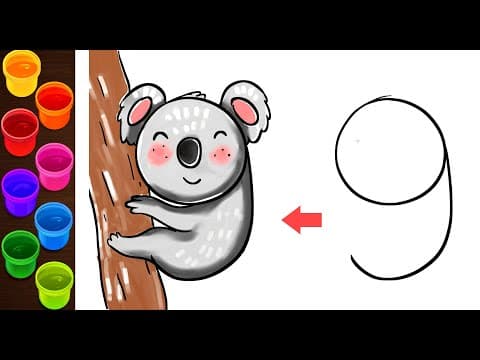 How to draw Cute Koala using Numbers   -   Draw with Numbers  -  Lesson 130