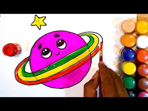 How to draw cute saturn step by step for kids