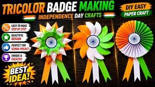 tricolor paper badge making for independence day / republic day craft ideas