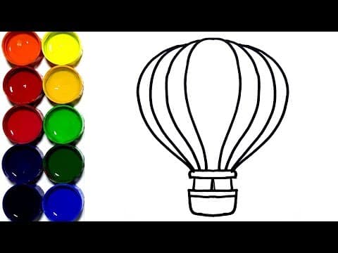 Draw and paint hot air balloon for kids - basic drawings for children