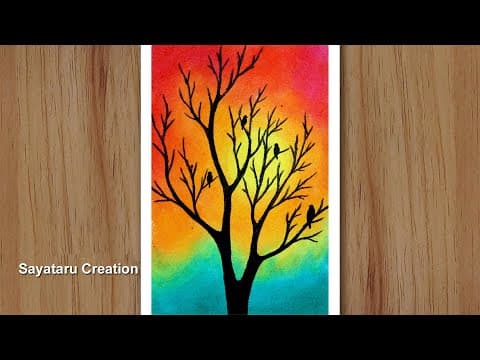 how to draw easy scenery with oil pastel step by step  -  Oil pastel drawing for beginner