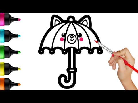 Let's Draw, Paint & Color with Umbrella | Fun Art Tutorial for Kids, Toddlers