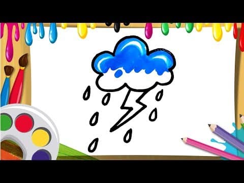how to draw clouds for children rainy clouds easy with coloring blue clouds -  Lesson 100