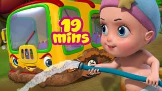 The wheels On The us go round and round - Bus Clean Up Song | Rhymes and Baby Songs