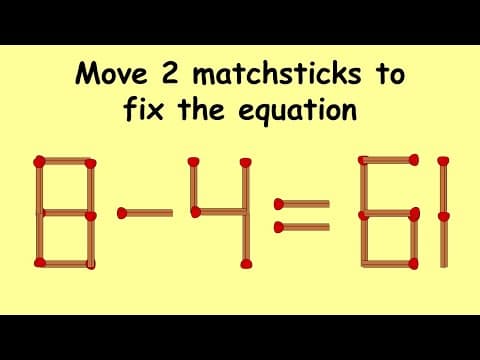 Fix 8-4=61 | Match Stick Puzzles part 36 | Puzzles with Answer
