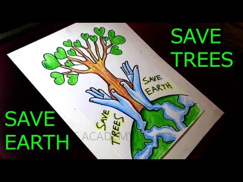 How To Draw Save Trees, Save Earth, Spread Love Poster Easy Drawing Step by Step For Beginners