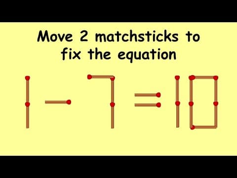 1-7=10 hardest and tricky puzzle for puzzle lovers | Match stick puzzle #119 | Puzzles with Answer