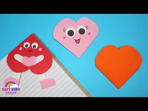 3 Easy Heart Corner Bookmarks | Valentines Day Craft for Kids to Make