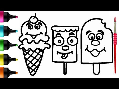 Smiling Ice Cream: Drawing, Painting, and Coloring for Happy Kids and Toddlers!