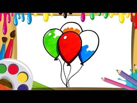 Draw and color balloon for kids easy learn to drawing coloring balloons step by step