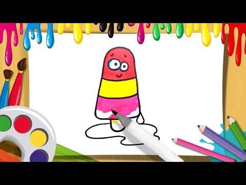 For kids ice cream drawing - how to draw color melting ice cream - coloring for children