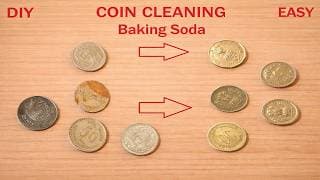 how to remove tarnish and clean coins using baking soda