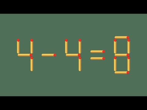 Matchstick puzzles | Move Matchstick Stick To Make Equation Correct (4-4=8)