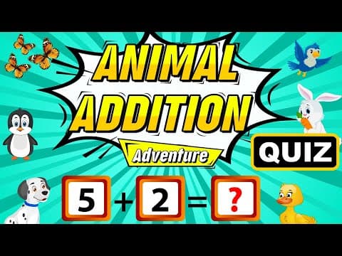 Kindergarten Addition with Animation | Count the Animals and then Add | Addition Quiz for Kids