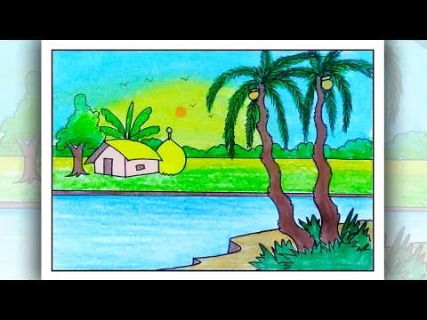 How to draw winter season scenery step by step