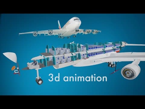 What inside an airbus world largest passenger aircraft with 3d animation