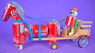 Amazing Mini Robot Horse with Cart made with Soda Cans