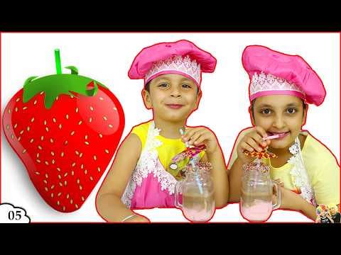STRAWBERRY SHAKE - स्ट्रॉबेरी शेक बनाना सीखिए Cooking Without Fire kids recipes Aayu and Pihu Show