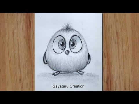 How to draw a cute baby bird with pencil step by step  -  Pencil Drawing for beginners