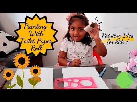 Tissue roll painting - toilet roll painting for kids - sunflower painting for kids