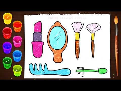 How to draw kids makeup kit and colouring pages - draw step by step - colouring pages for kids