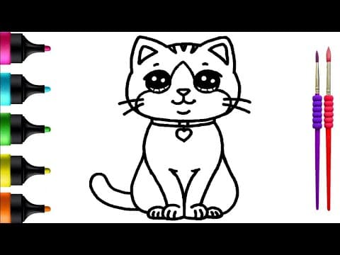 Cute Kitty Drawing and Coloring: Let's Create a Playful Feline Friend! Art for Kids and Toddlers