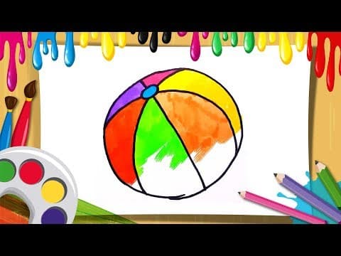 Learn draw and coloring a ball with color pens - coloring pages for kids - coloring page