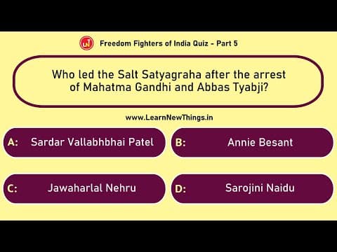 Freedom Fighters of India Quiz - Part 510 - 12 Questions - Independence Day of India Quiz - History