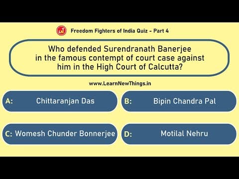 Freedom Fighters of India Quiz - Part 410 - 12 Questions - Independence Day of India Quiz - History