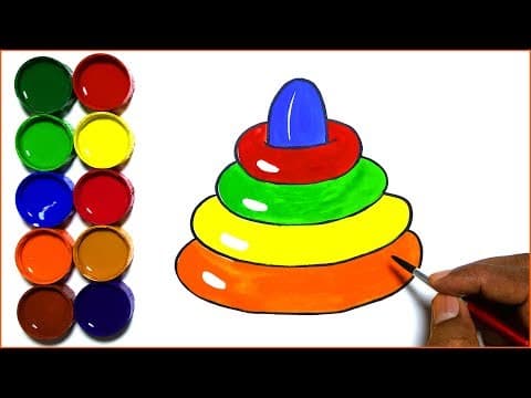 Draw and paint cute Stacking Rings -  Lesson 170