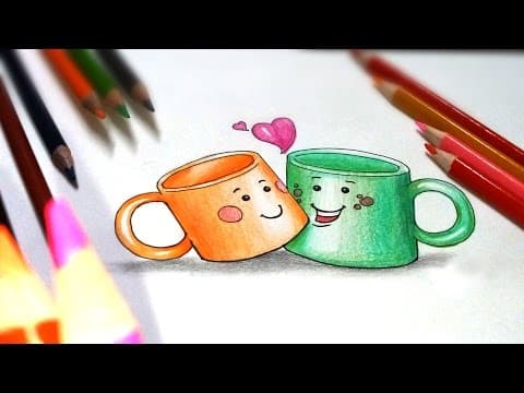 How to draw cute things - drawing cute cups   -  Lesson 56