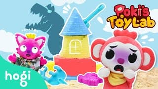 Playing with sand! | Poki's Toy Lab | Toy Review | Dinosaur Dance Dance | Play with Hogi