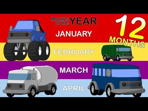 Kids Trucks Teach Months - Learn 12 Months of the Year