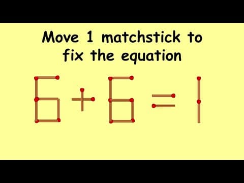 6+6=1 tricky matchstick puzzle | Match stick puzzle #114 | Puzzles with Answer