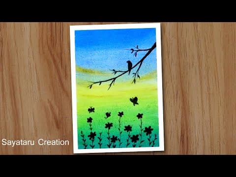 Flower garden drawing with oil pastel, Oil pastel drawing for beginners