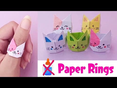 How to make Kawaii Paper Rings - DIY Origami Paper Rings - No glue Origami Rings