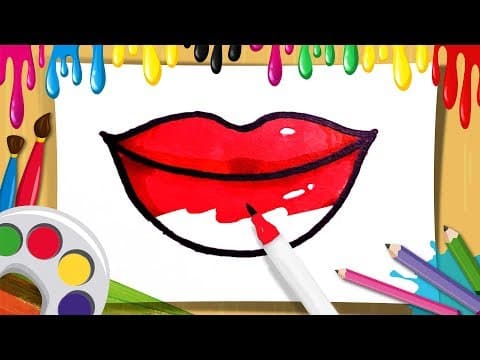 How to draw lips and coloring for kids - lip drawing and coloring for beginners