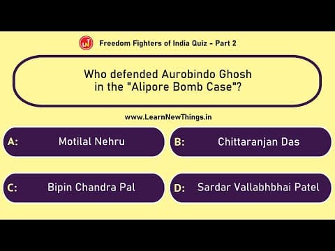 Freedom Fighters of India Quiz - Part 210 - 12 Questions - Independence Day of India Quiz - History
