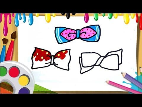 draw and color cute bows for children - how to draw colorful ties -  Lesson 99