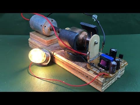 Electricity  free energy self running machine generator light bulb 12V Using DC motor at home