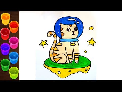 How to draw a cute space dog - drawings for kids - draw step by step