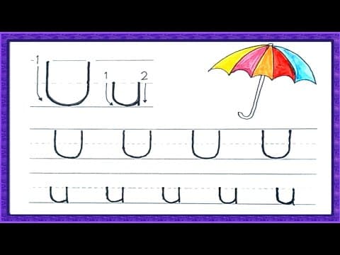 Tracing - tracing letter u - practice writing letter u - tracing letters for kids