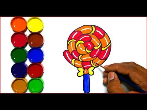 draw and paint a colorful candy for children learn simple painting for children -  Lesson 171