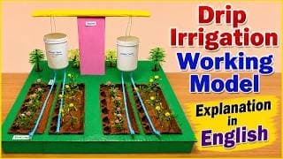 drip irrigation working model explanation in english video | without water pump