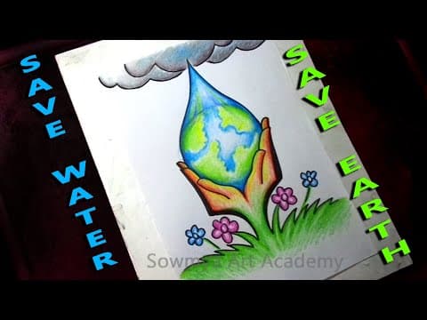 How To Draw Save Water / Save Earth / Save Trees poster Easy Drawing Step by Step For Beginners