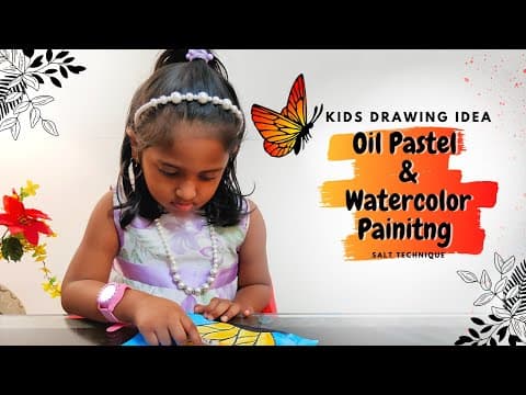 Easy oil pastel drawing for kids - butterfly - oil pastel art for kids - salt watercolor techniques