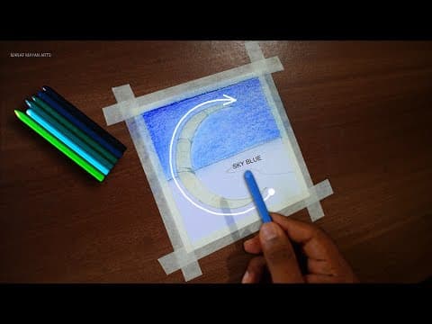 "C" Crayons Drawing | Moonlight scenery for beginners | from A to Z Art | step by step #100