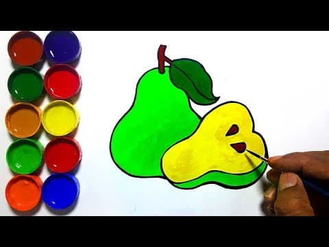 Draw and paint basic pear fruit   -   Basic Drawings for children -  Lesson 174