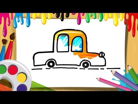 Draw and color cute car kids drawing & coloring learning - onlinedrawingschool